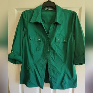 Larry levine button down green shirt